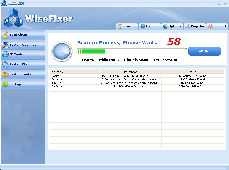 WiseFixer 3.35 screenshot